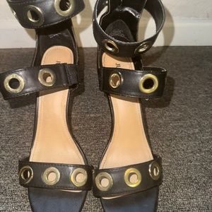 Just Fab Gold Buckle high heel sandals open toe ankle strap shoes